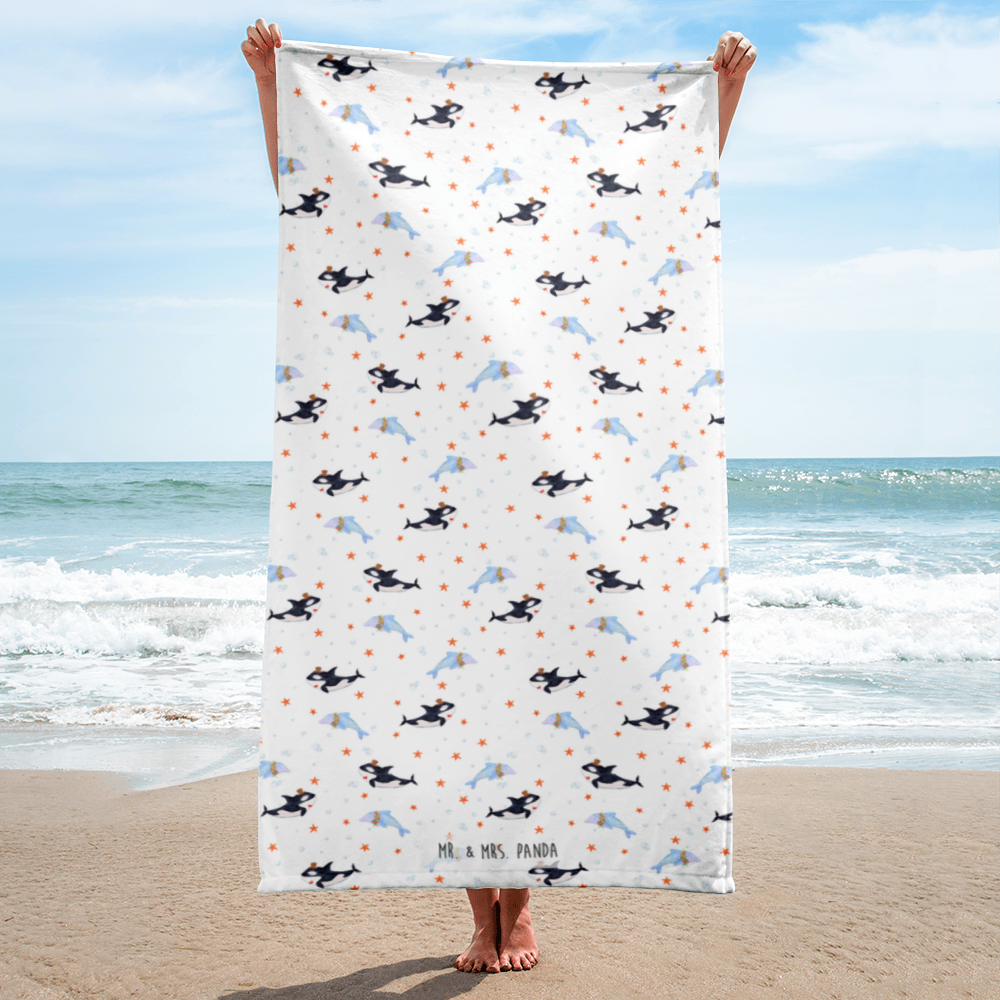 XL Badehandtuch Orca Zylinder Handtuch, Badetuch, Duschtuch, Strandtuch, Saunatuch, Meerestiere, Meer, Urlaub, Narwal, Glitter, Konfetti, Glitzer, Geburtstag, Feier, Fete, Fest, Glückwunsch, Orca