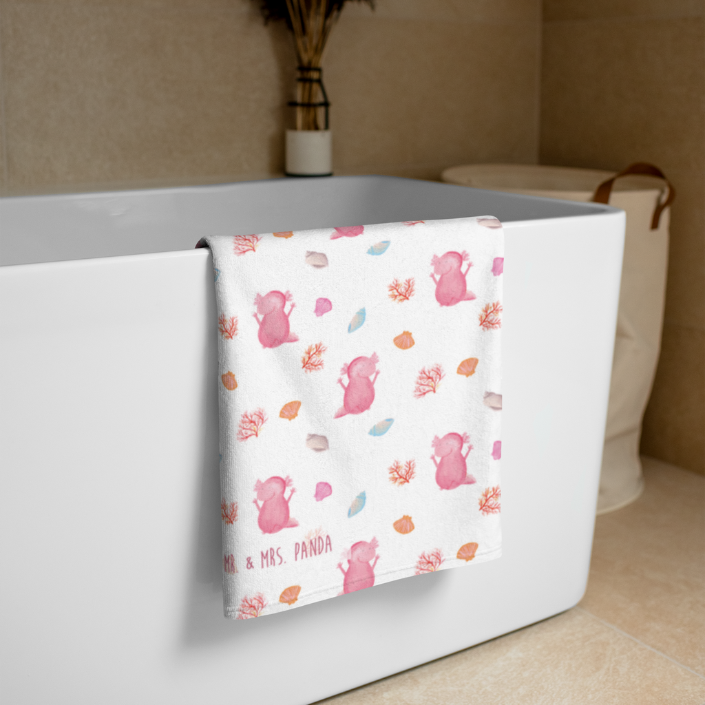 XL Badehandtuch Axolotl Hurra Handtuch, Badetuch, Duschtuch, Strandtuch, Saunatuch, Axolotl, Molch, Axolot, Schwanzlurch, Lurch, Lurche, fröhlich, Spaß, Freude, Motivation, Zufriedenheit