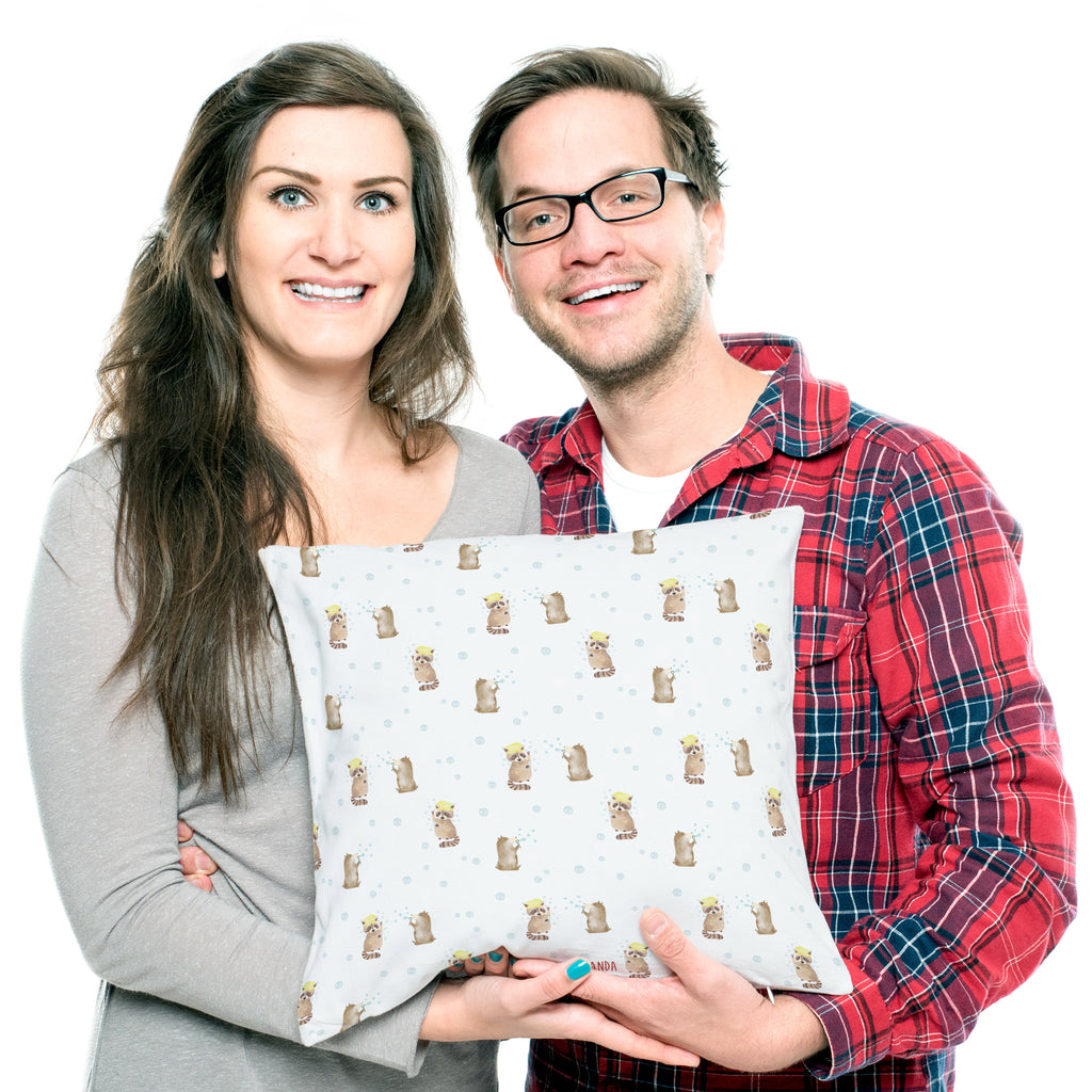 40x40 Kissen Waschbär Kissenhülle, Kopfkissen, Sofakissen, Dekokissen, Motivkissen, Tiermotive, Gute Laune, lustige Sprüche, Tiere, Waschbär, Tagträumen, Plan, Fröhlich, waschen, Seifenblasen