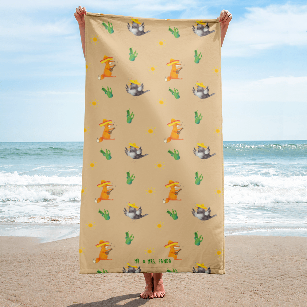 XL Badehandtuch Rabe mit Sombrero Handtuch, Badetuch, Duschtuch, Strandtuch, Saunatuch, Tiermotive, Gute Laune, lustige Sprüche, Tiere, Rabe, Vogel, Vögel, Spruch positiv, fröhlich sein, glücklich sein, Glück Spruch, froh, Elster, Motivation