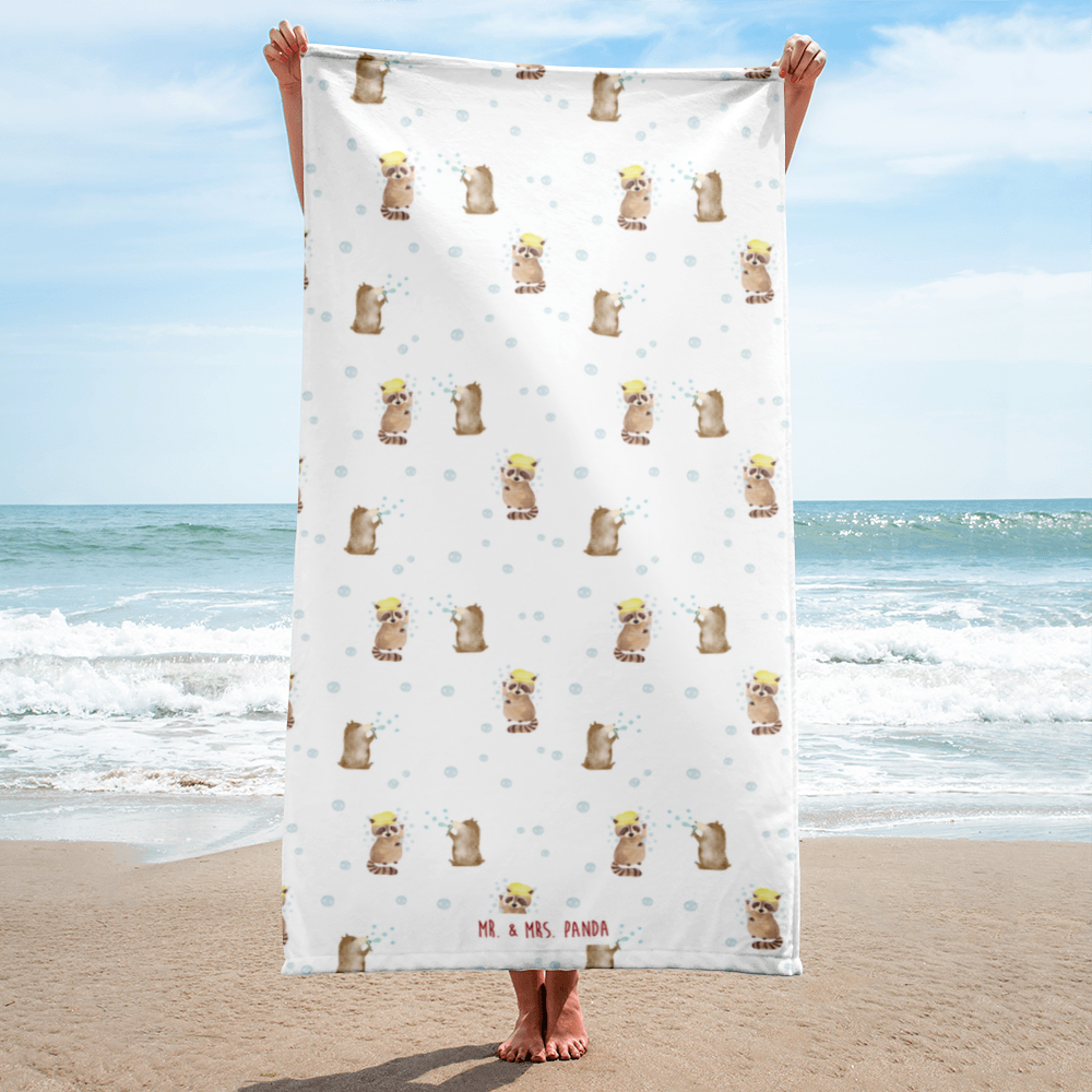 XL Badehandtuch Waschbär Handtuch, Badetuch, Duschtuch, Strandtuch, Saunatuch, Tiermotive, Gute Laune, lustige Sprüche, Tiere, Waschbär, Tagträumen, Plan, Fröhlich, waschen, Seifenblasen