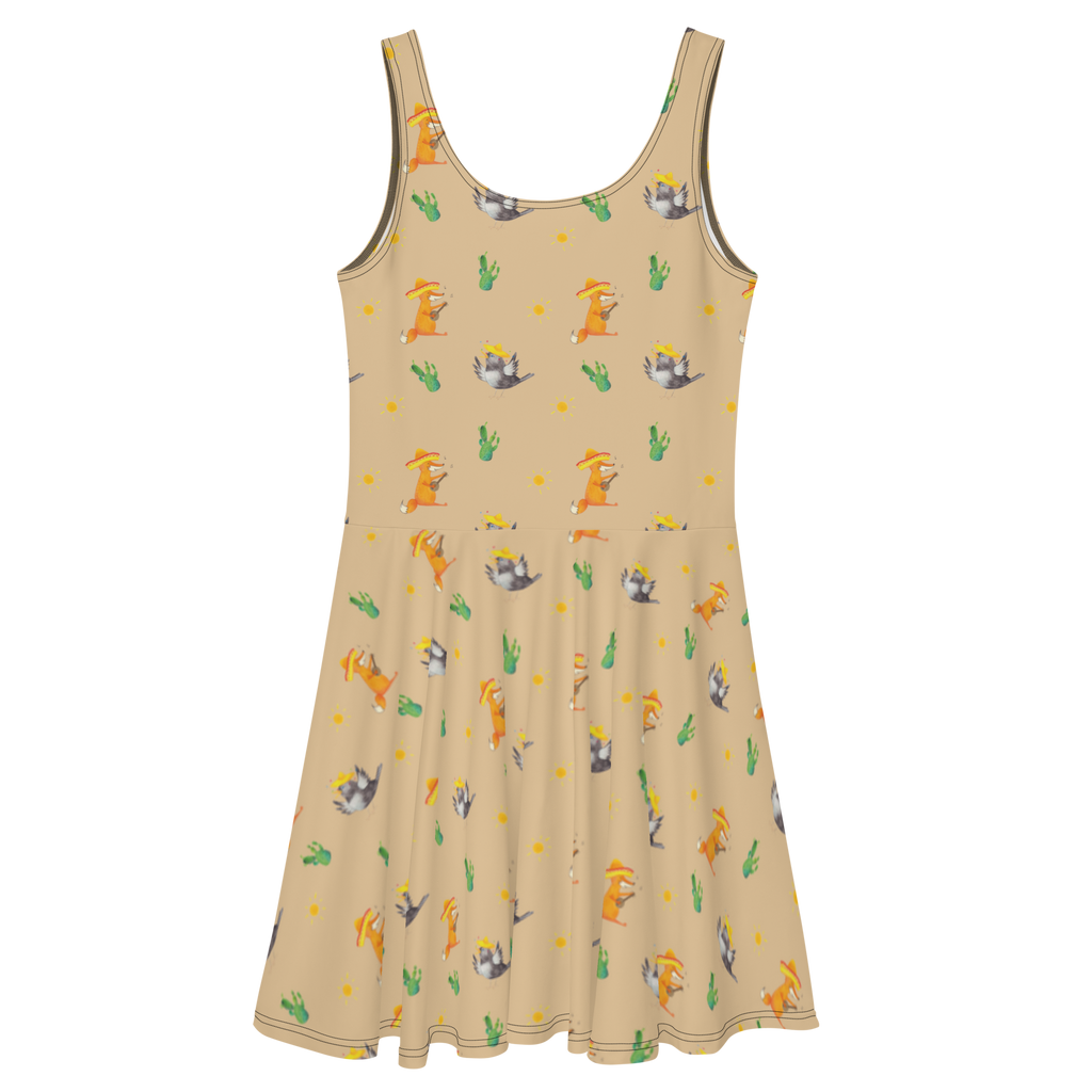 Sommerkleid Rabe mit Sombrero Sommerkleid, Kleid, Skaterkleid, Tiermotive, Gute Laune, lustige Sprüche, Tiere, Rabe, Vogel, Vögel, Spruch positiv, fröhlich sein, glücklich sein, Glück Spruch, froh, Elster, Motivation