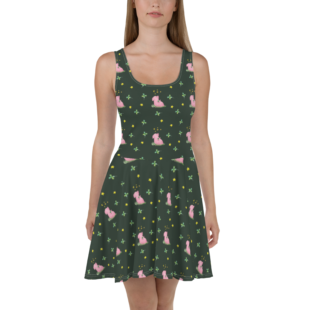 Sommerkleid Glücksschwein Sommerkleid, Kleid, Skaterkleid, Tiermotive, Gute Laune, lustige Sprüche, Tiere, Glücksschwein. Glück, Schwein, Schweinchen, Sterne, Sernchen, Ziele, Träume, Motivation, Glücksbringer