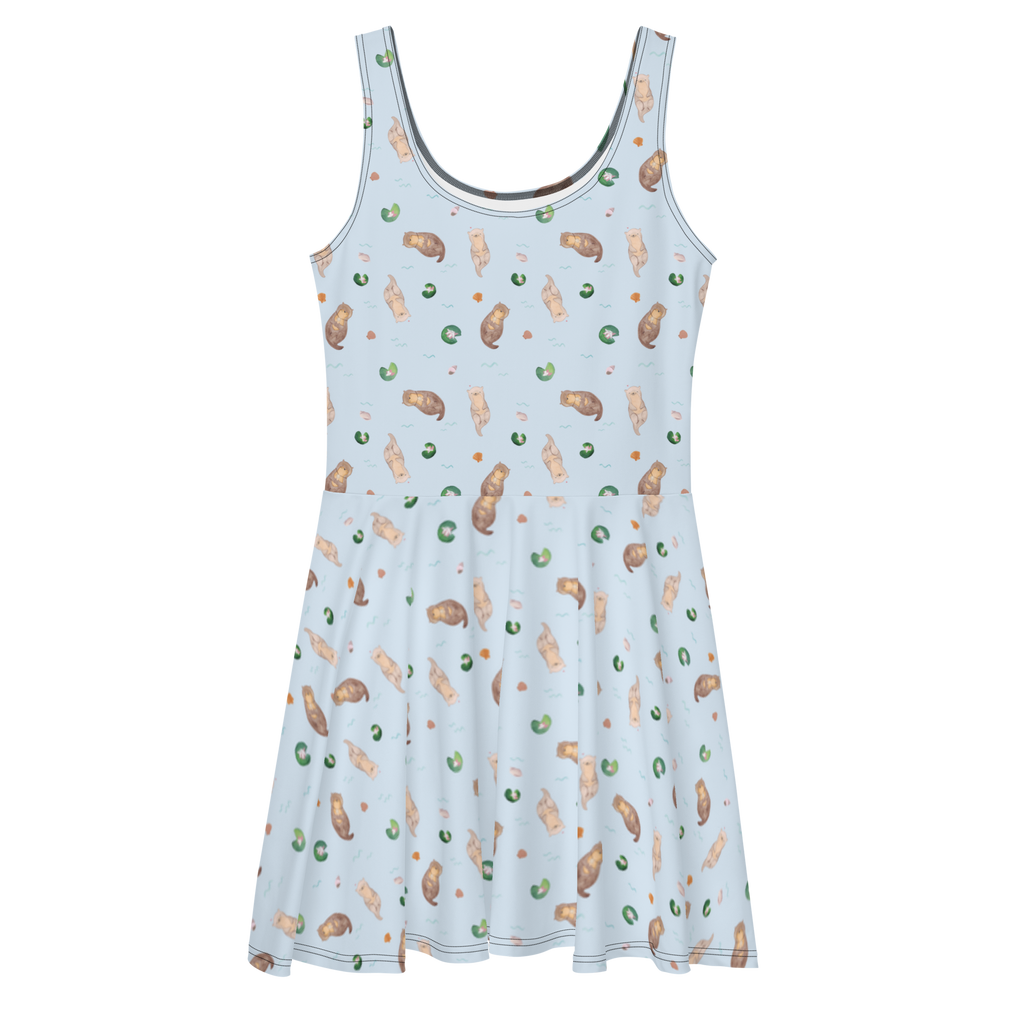 Sommerkleid Otter mit Muschelmedaillon Sommerkleid, Kleid, Skaterkleid, Otter, Fischotter, Seeotter, Otterliebe, grübeln, träumen, Motivation, Tagträumen, Büro