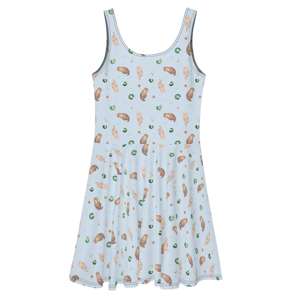 Sommerkleid Otter mit Muschelmedaillon Sommerkleid, Kleid, Skaterkleid, Otter, Fischotter, Seeotter, Otterliebe, grübeln, träumen, Motivation, Tagträumen, Büro