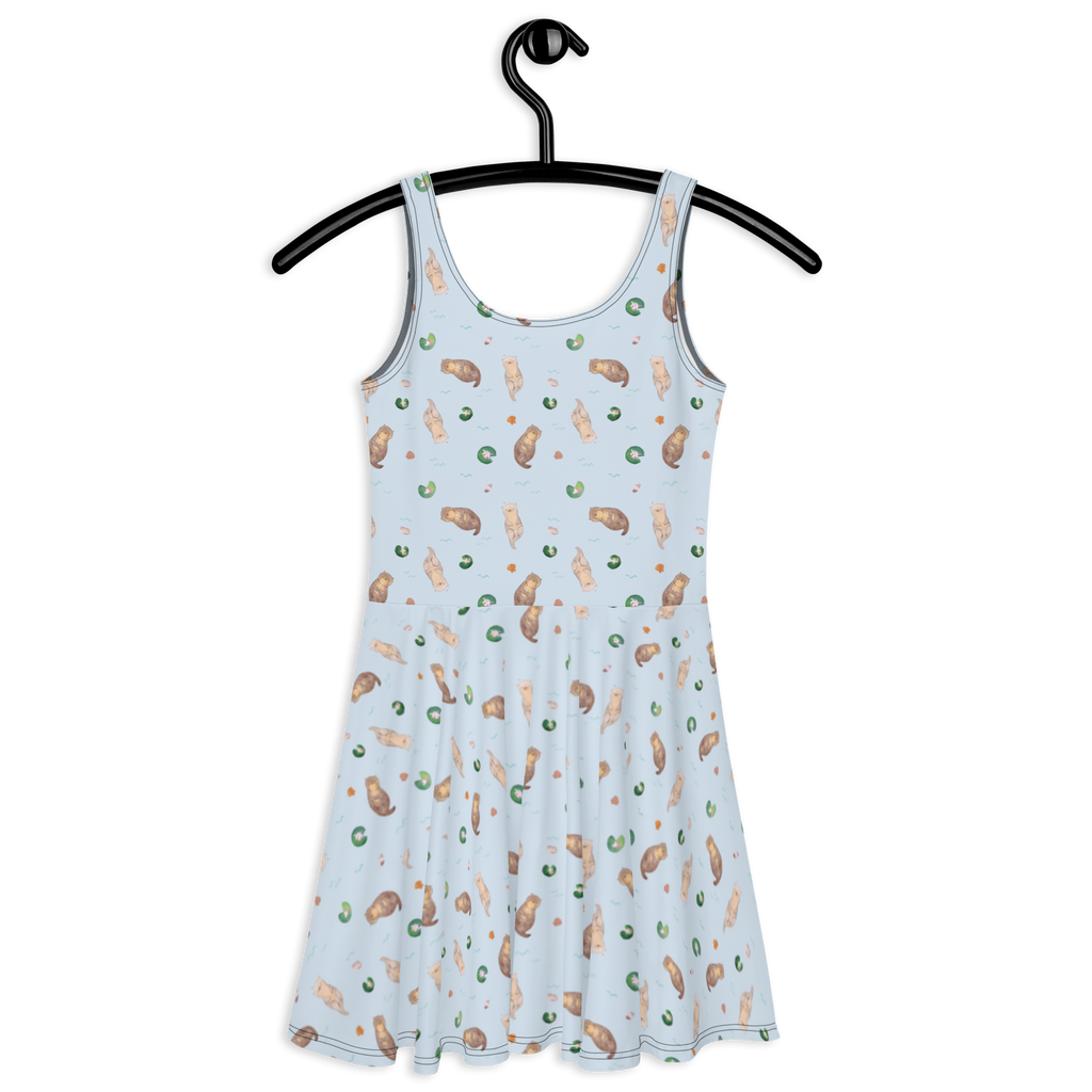 Sommerkleid Otter mit Muschelmedaillon Sommerkleid, Kleid, Skaterkleid, Otter, Fischotter, Seeotter, Otterliebe, grübeln, träumen, Motivation, Tagträumen, Büro