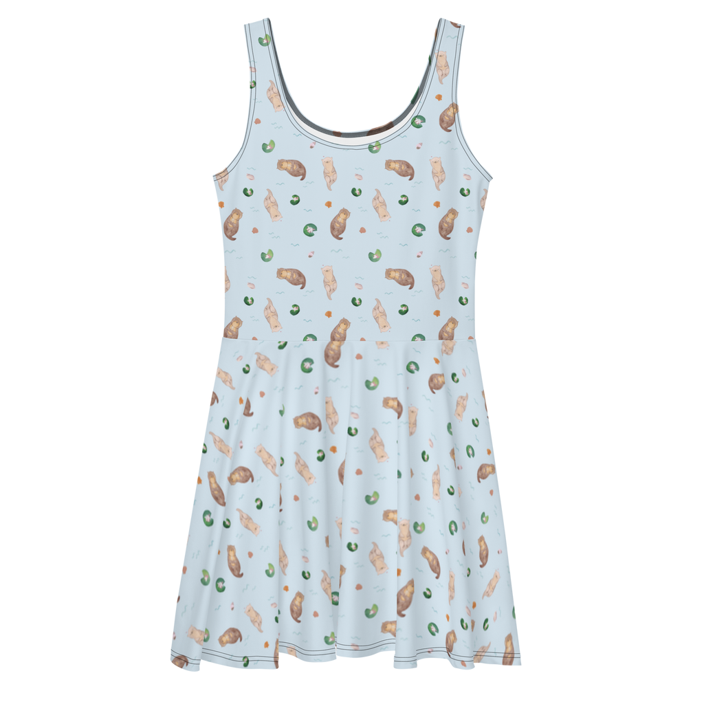 Sommerkleid Otter mit Muschelmedaillon Sommerkleid, Kleid, Skaterkleid, Otter, Fischotter, Seeotter, Otterliebe, grübeln, träumen, Motivation, Tagträumen, Büro