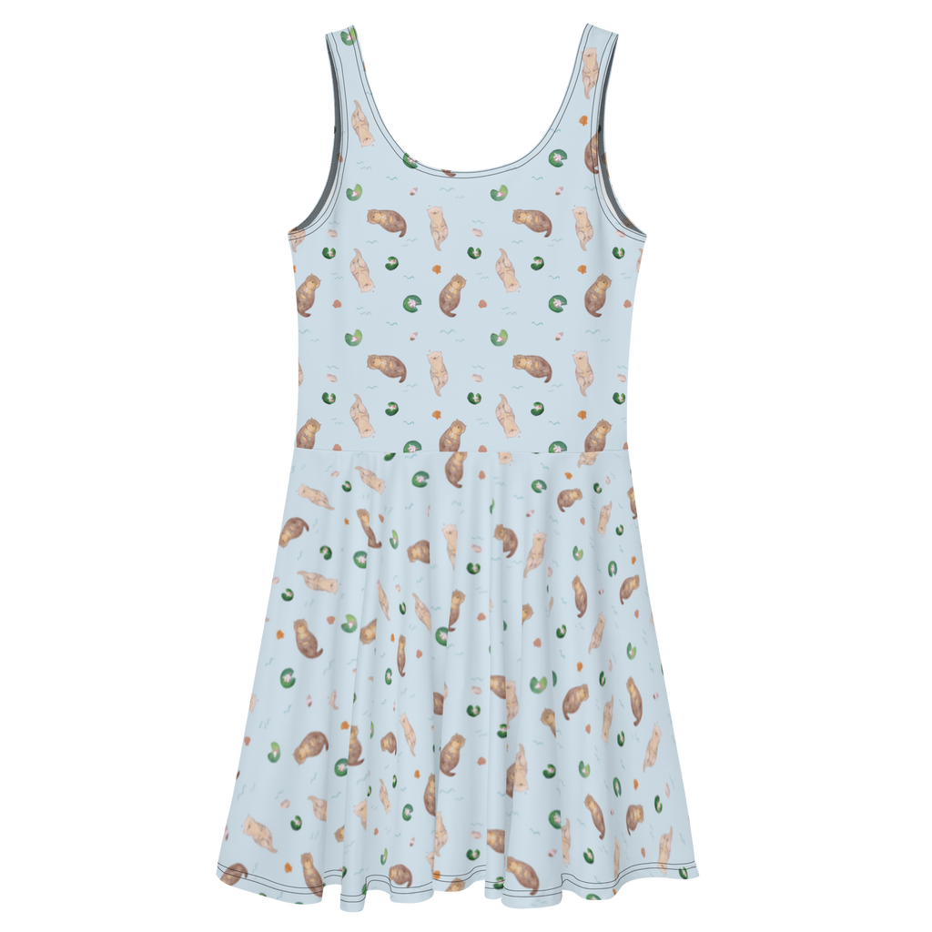 Sommerkleid Otter mit Muschelmedaillon Sommerkleid, Kleid, Skaterkleid, Otter, Fischotter, Seeotter, Otterliebe, grübeln, träumen, Motivation, Tagträumen, Büro