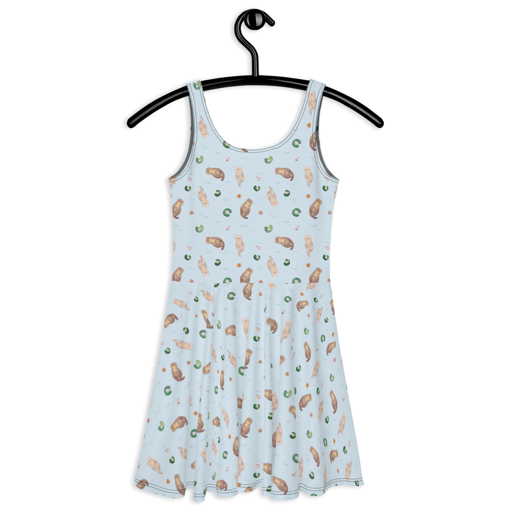 Sommerkleid Otter mit Muschelmedaillon Sommerkleid, Kleid, Skaterkleid, Otter, Fischotter, Seeotter, Otterliebe, grübeln, träumen, Motivation, Tagträumen, Büro