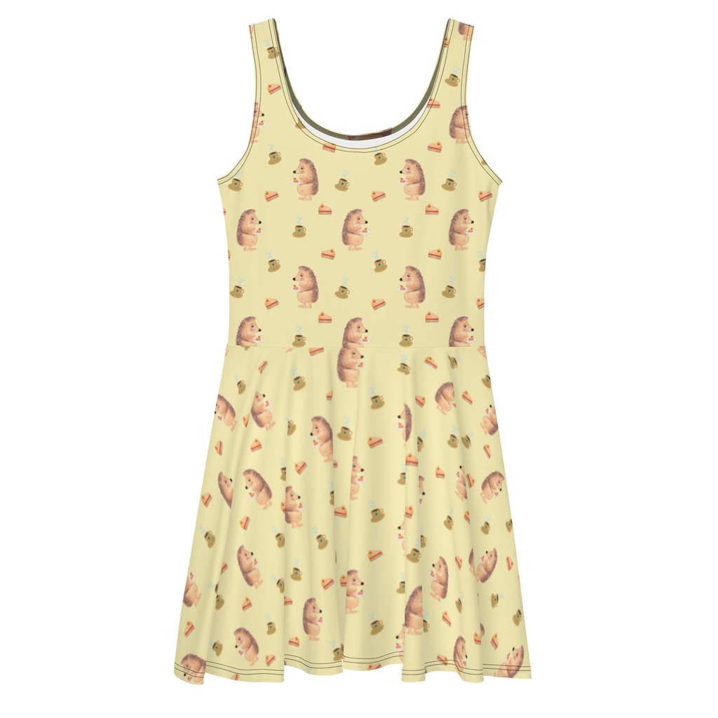 Sommerkleid Igel mit Kuchenstück Sommerkleid, Kleid, Skaterkleid, Tiermotive, Gute Laune, lustige Sprüche, Tiere, Igel, Essen Spruch, Kuchen, Backen Geschenk, Kuchen backen, Einladung Party, Geburtstagskuchen, Torte