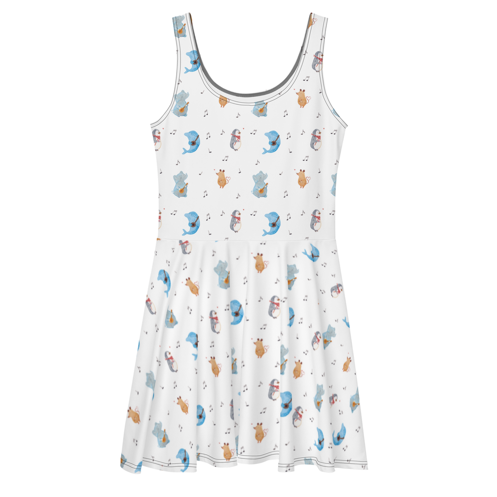 Sommerkleid Big Band Sommerkleid, Kleid, Skaterkleid, Tiermotive, Gute Laune, lustige Sprüche, Tiere, Hund, Pinguin, Maus, Elefant, Delfin, Gitarre, Band, Triangel, Musikanten, Musik