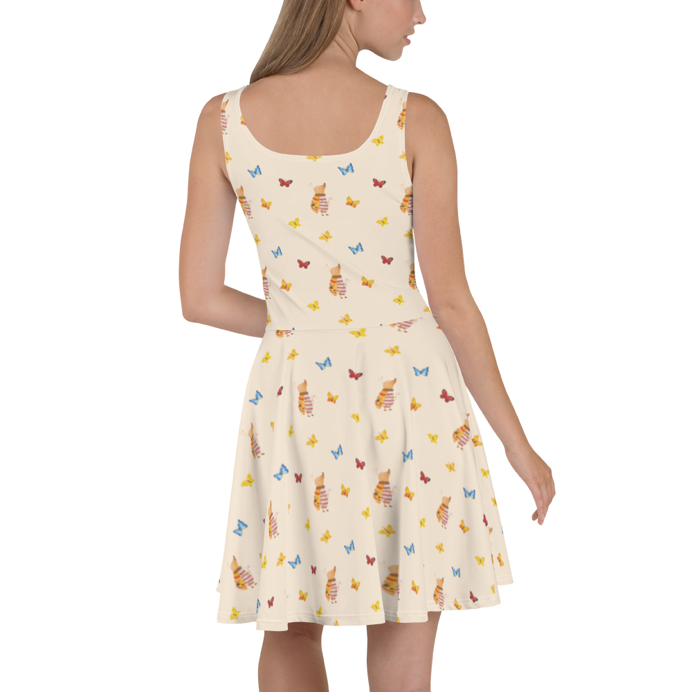 Sommerkleid Nachtfalter mit Fähnchen Sommerkleid, Kleid, Skaterkleid, Tiermotive, Gute Laune, lustige Sprüche, Tiere, Nachtfalter, Käfer, Spruch lustig, Spruch witzig, süß, niedlich, Küche Deko, Was kostet die Welt