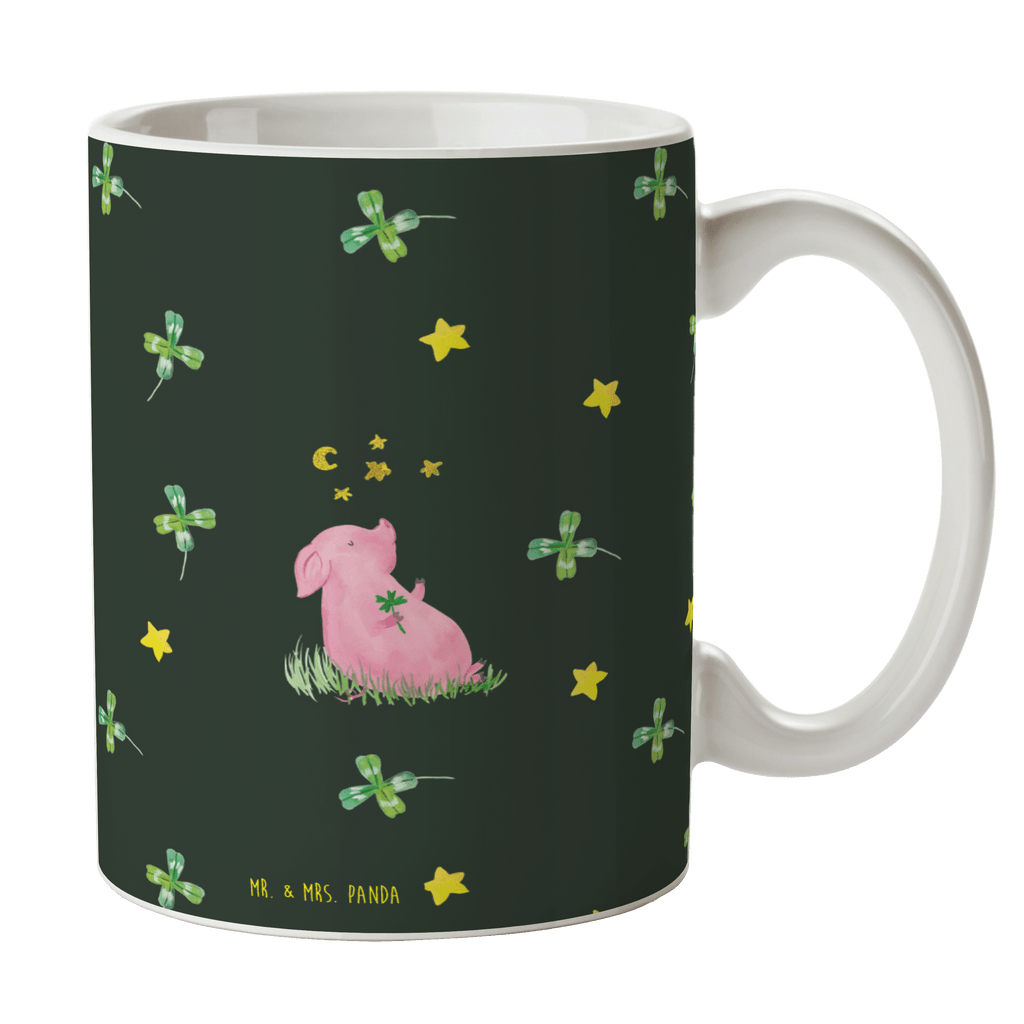 Tasse Glücksschwein Glücksschwein. Glück, Schwein, Schweinchen, Sterne, Sernchen, Ziele, Träume, Motivation, Glücksbringer Becher, Kaffeetasse, Kaffeebecher, Tee, Frühstück, Büro  süße Tiermotive, gute Laune, lustige Sprüche, Tiere