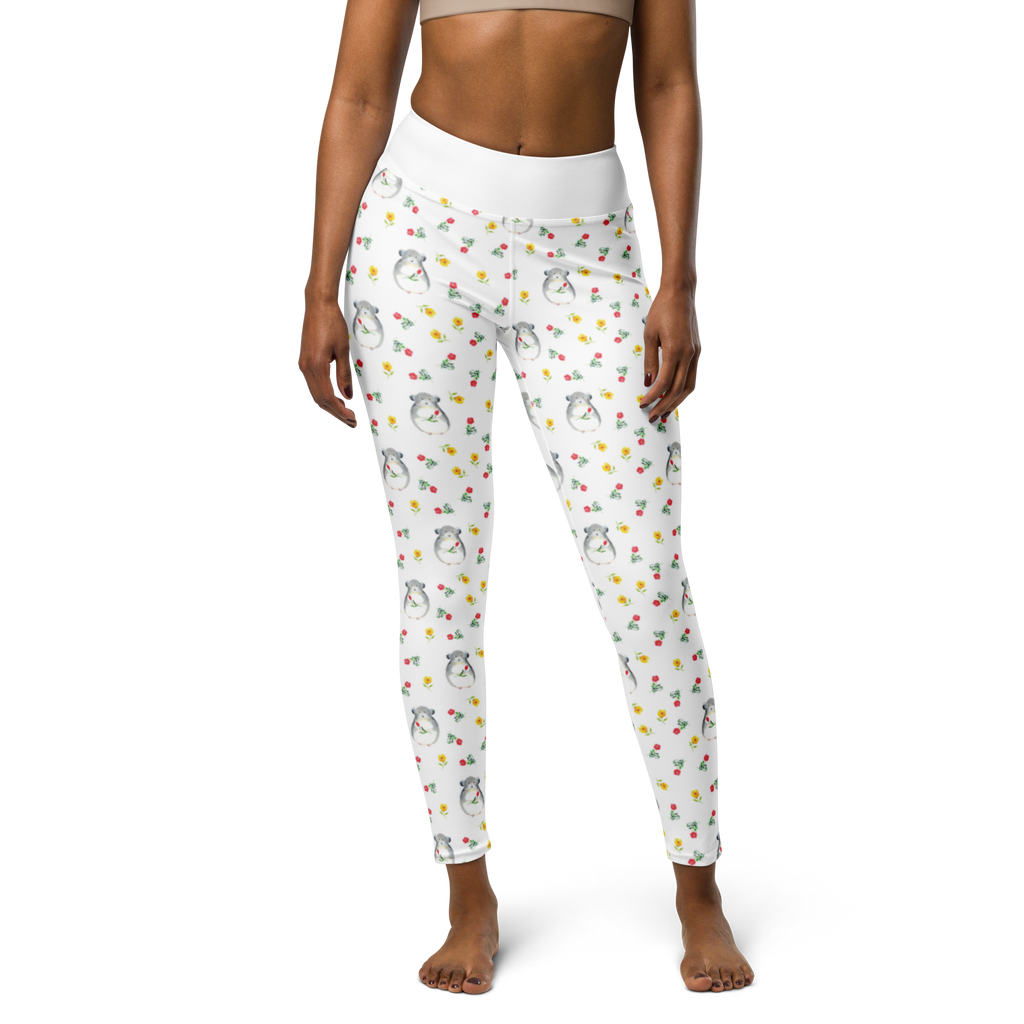 Yogahose Chinchilla mit Blume Yogapants, Yogaleggings, Yogaleggins, Yogahose Damen, Yogahose, Frauen, Yogahose Mädchen, Yogahose Kinder, Yogahose Herren, Yogahose Männer, Tiermotive, Gute Laune, lustige Sprüche, Tiere, Chinchilla, Chinchillas, Liebeskummer, Kummer, Depressionen, traurig sein, Chaos, Glücklichsein, Büro, Büroalltag