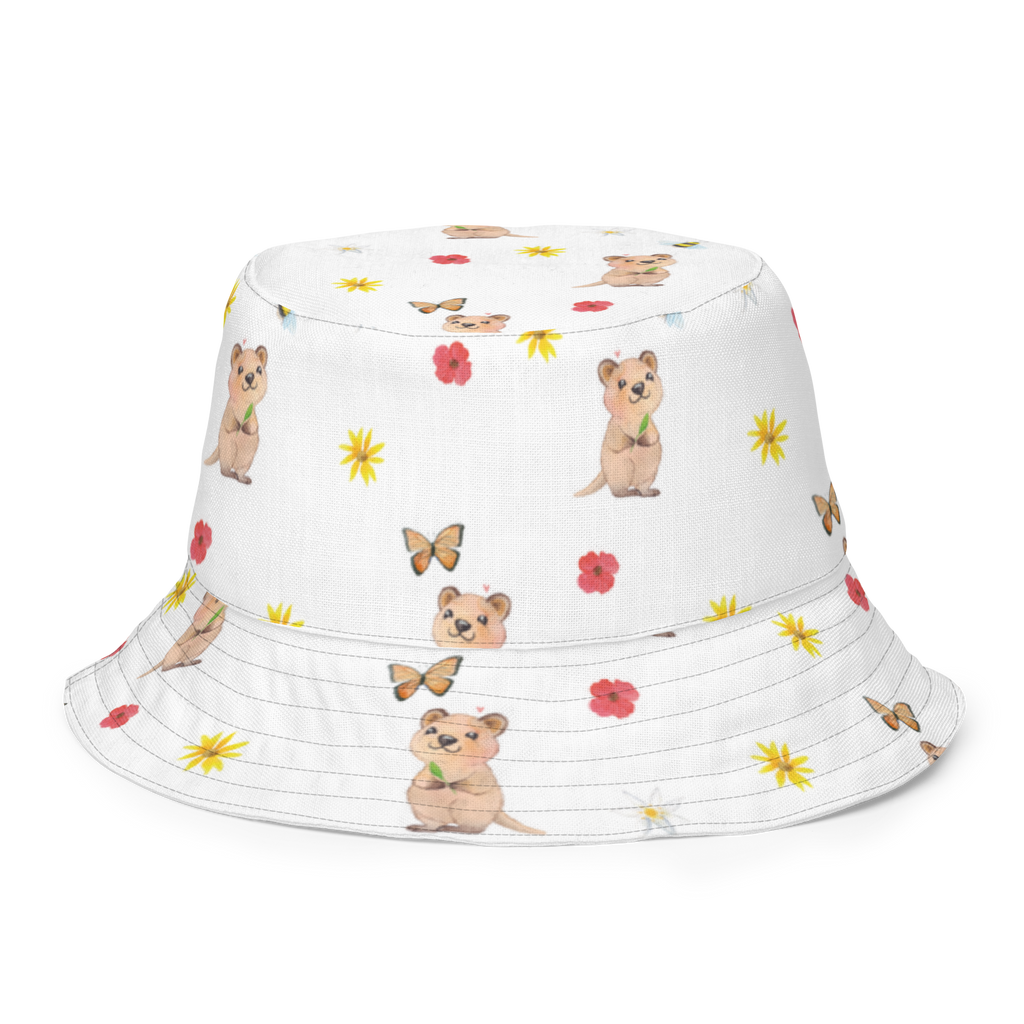 Sonnenhut Quokka Happy Sonnenhut, Sommerhut, Fischerhut, Anglerhut, Wendehut, Wendecap, Wendemütze, Sonnenmütze, zweifarbiger Hut, Strandhut, Freizeithut, Outdoorhut, Tiermotive, Gute Laune, lustige Sprüche, Tiere, Quokka, Verschieben, Aufschieberitis, Lustiger Spruch, Niedliches Tier, Dinge erledigen