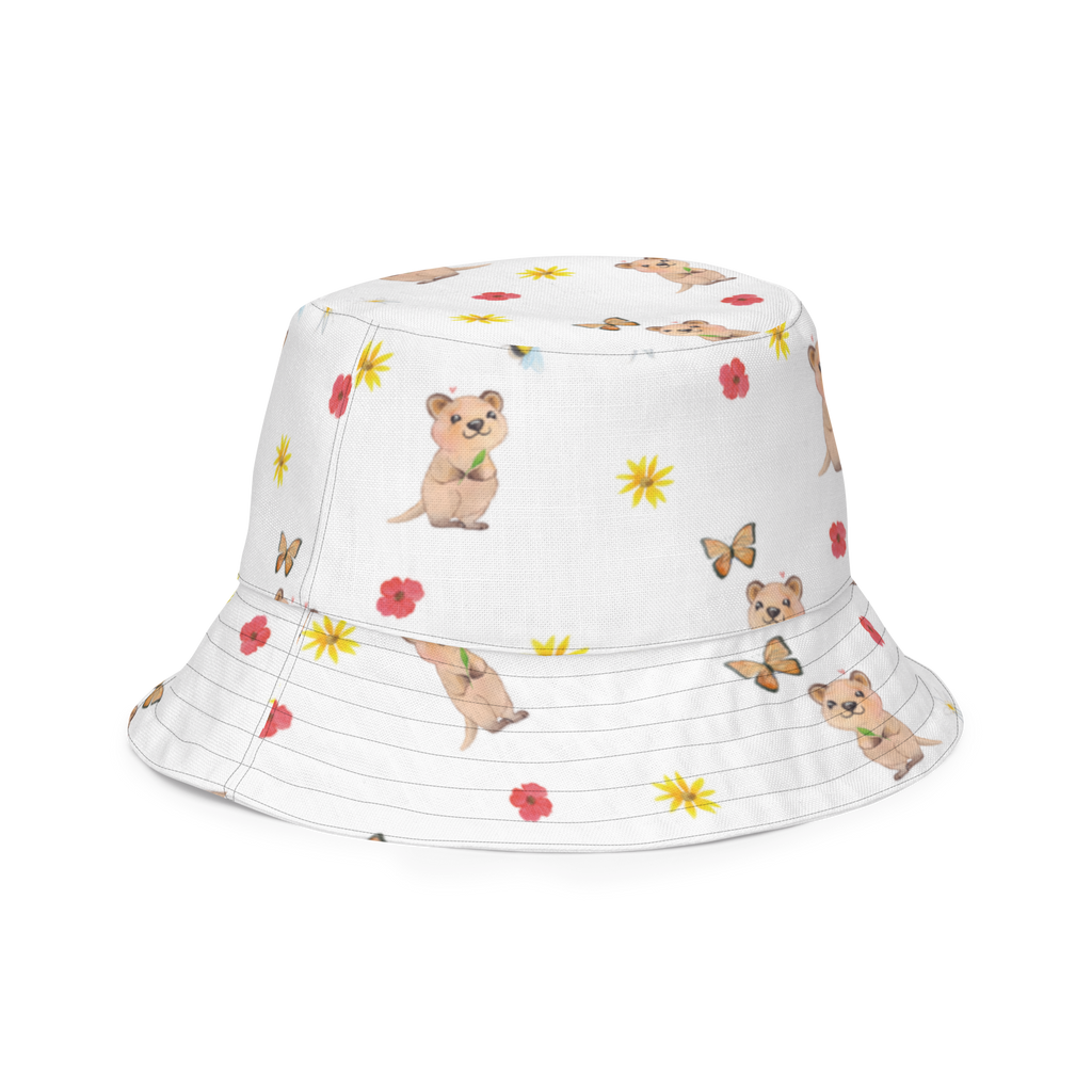 Sonnenhut Quokka Happy Sonnenhut, Sommerhut, Fischerhut, Anglerhut, Wendehut, Wendecap, Wendemütze, Sonnenmütze, zweifarbiger Hut, Strandhut, Freizeithut, Outdoorhut, Tiermotive, Gute Laune, lustige Sprüche, Tiere, Quokka, Verschieben, Aufschieberitis, Lustiger Spruch, Niedliches Tier, Dinge erledigen