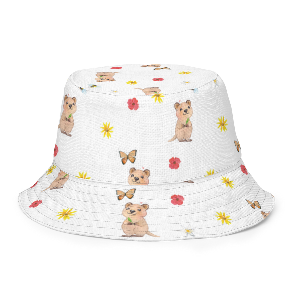 Sonnenhut Quokka Happy Sonnenhut, Sommerhut, Fischerhut, Anglerhut, Wendehut, Wendecap, Wendemütze, Sonnenmütze, zweifarbiger Hut, Strandhut, Freizeithut, Outdoorhut, Tiermotive, Gute Laune, lustige Sprüche, Tiere, Quokka, Verschieben, Aufschieberitis, Lustiger Spruch, Niedliches Tier, Dinge erledigen