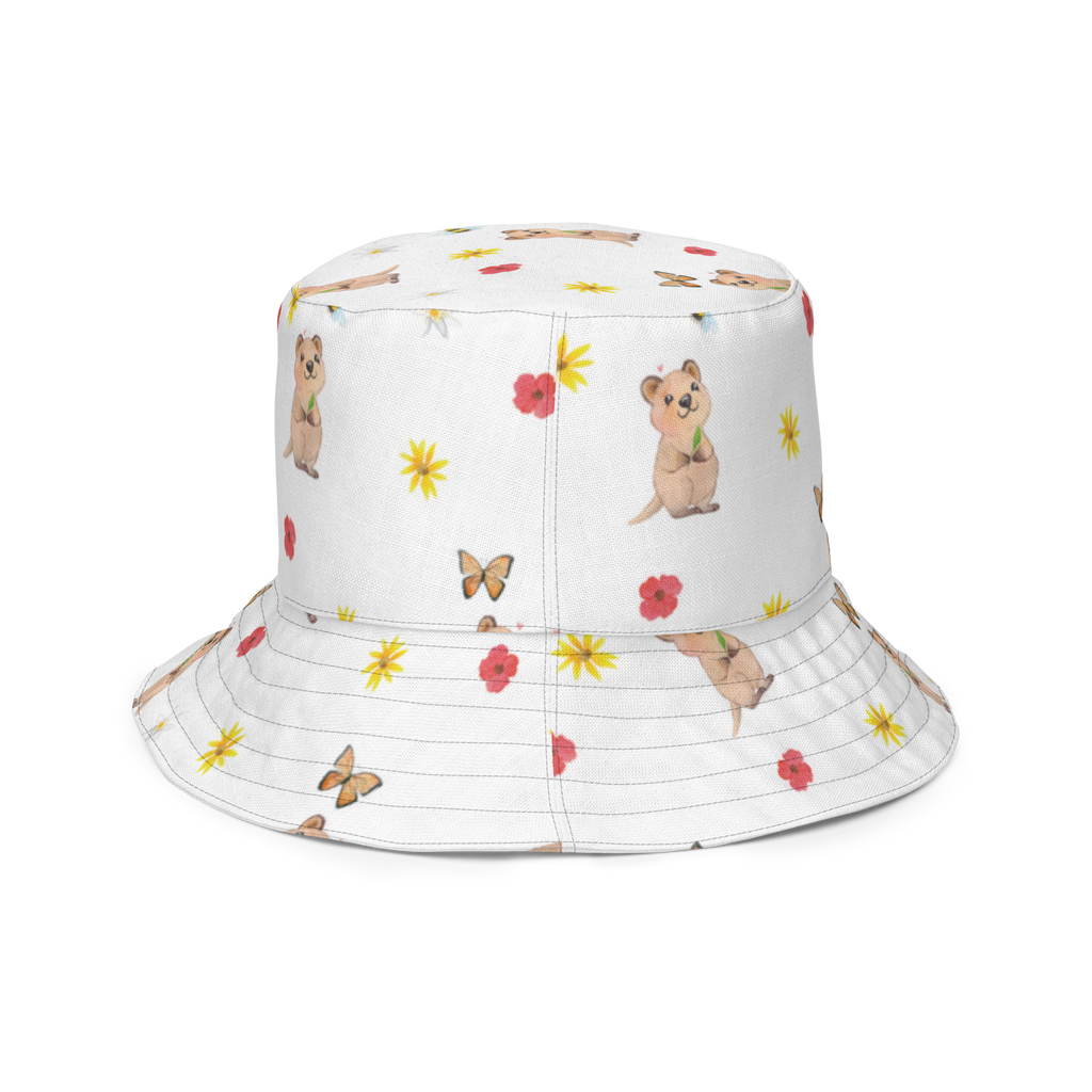 Sonnenhut Quokka Happy Sonnenhut, Sommerhut, Fischerhut, Anglerhut, Wendehut, Wendecap, Wendemütze, Sonnenmütze, zweifarbiger Hut, Strandhut, Freizeithut, Outdoorhut, Tiermotive, Gute Laune, lustige Sprüche, Tiere, Quokka, Verschieben, Aufschieberitis, Lustiger Spruch, Niedliches Tier, Dinge erledigen