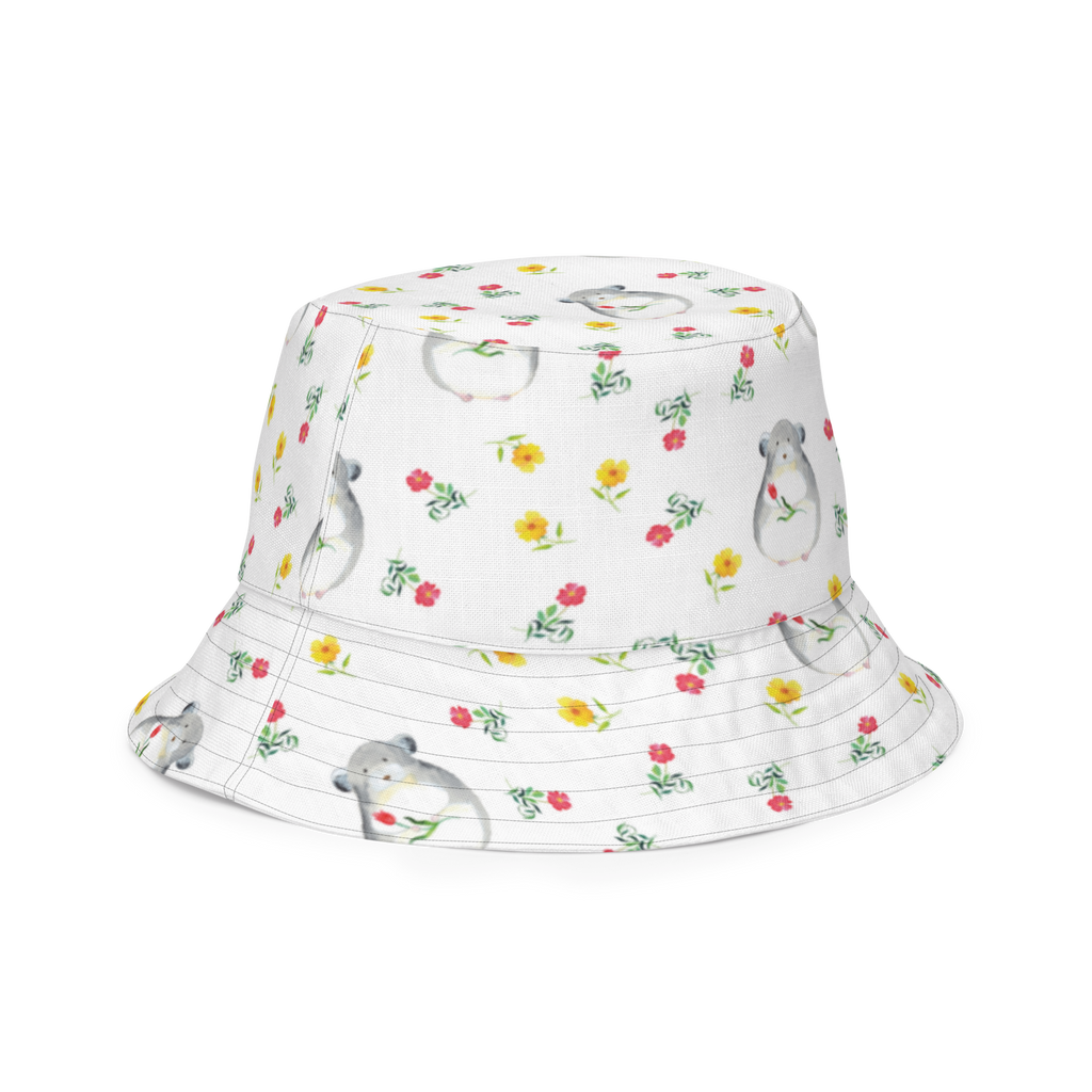 Sonnenhut Chinchilla mit Blume Sonnenhut, Sommerhut, Fischerhut, Anglerhut, Wendehut, Wendecap, Wendemütze, Sonnenmütze, zweifarbiger Hut, Strandhut, Freizeithut, Outdoorhut, Tiermotive, Gute Laune, lustige Sprüche, Tiere, Chinchilla, Chinchillas, Liebeskummer, Kummer, Depressionen, traurig sein, Chaos, Glücklichsein, Büro, Büroalltag