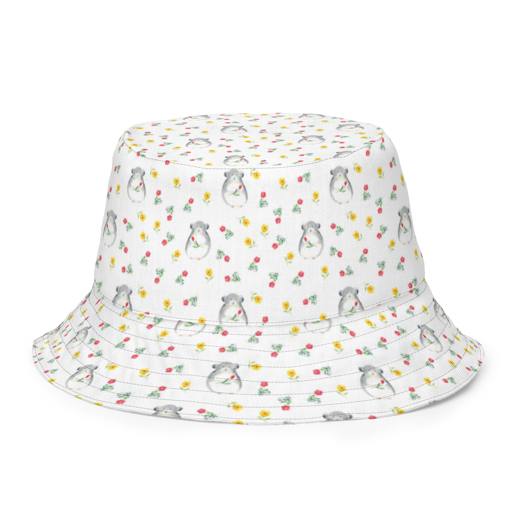 Sonnenhut Chinchilla mit Blume Sonnenhut, Sommerhut, Fischerhut, Anglerhut, Wendehut, Wendecap, Wendemütze, Sonnenmütze, zweifarbiger Hut, Strandhut, Freizeithut, Outdoorhut, Tiermotive, Gute Laune, lustige Sprüche, Tiere, Chinchilla, Chinchillas, Liebeskummer, Kummer, Depressionen, traurig sein, Chaos, Glücklichsein, Büro, Büroalltag