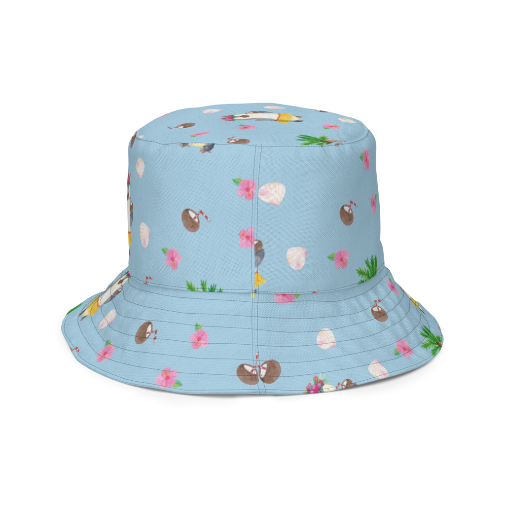 Sonnenhut Pinguin Kokosnuss Sonnenhut, Sommerhut, Fischerhut, Anglerhut, Wendehut, Wendecap, Wendemütze, Sonnenmütze, zweifarbiger Hut, Strandhut, Freizeithut, Outdoorhut, Pinguin, Aloha, Hawaii, Urlaub, Kokosnuss, Pinguine