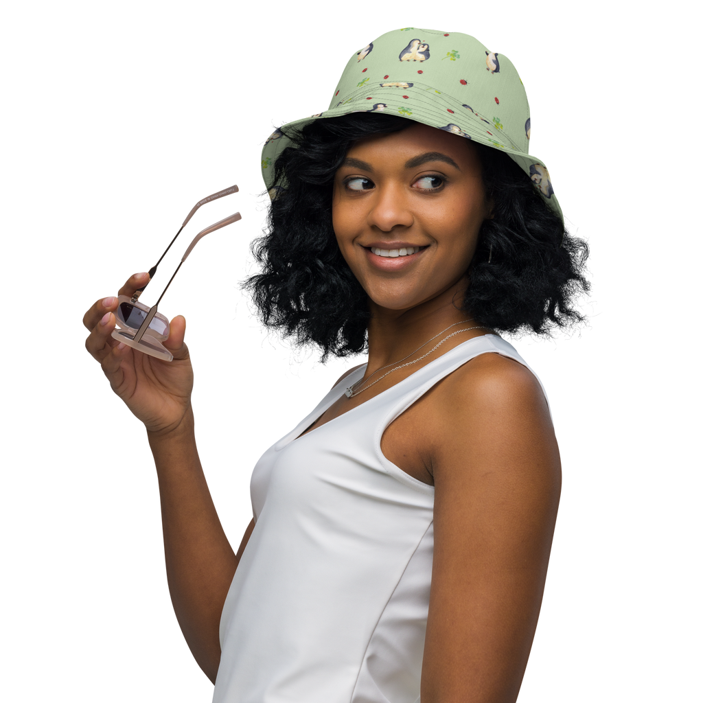 Sonnenhut Pinguin Marienkäfer Sonnenhut, Sommerhut, Fischerhut, Anglerhut, Wendehut, Wendecap, Wendemütze, Sonnenmütze, zweifarbiger Hut, Strandhut, Freizeithut, Outdoorhut, Pinguin, Pinguine, Marienkäfer, Liebe, Wunder, Glück, Freude, Lebensfreude