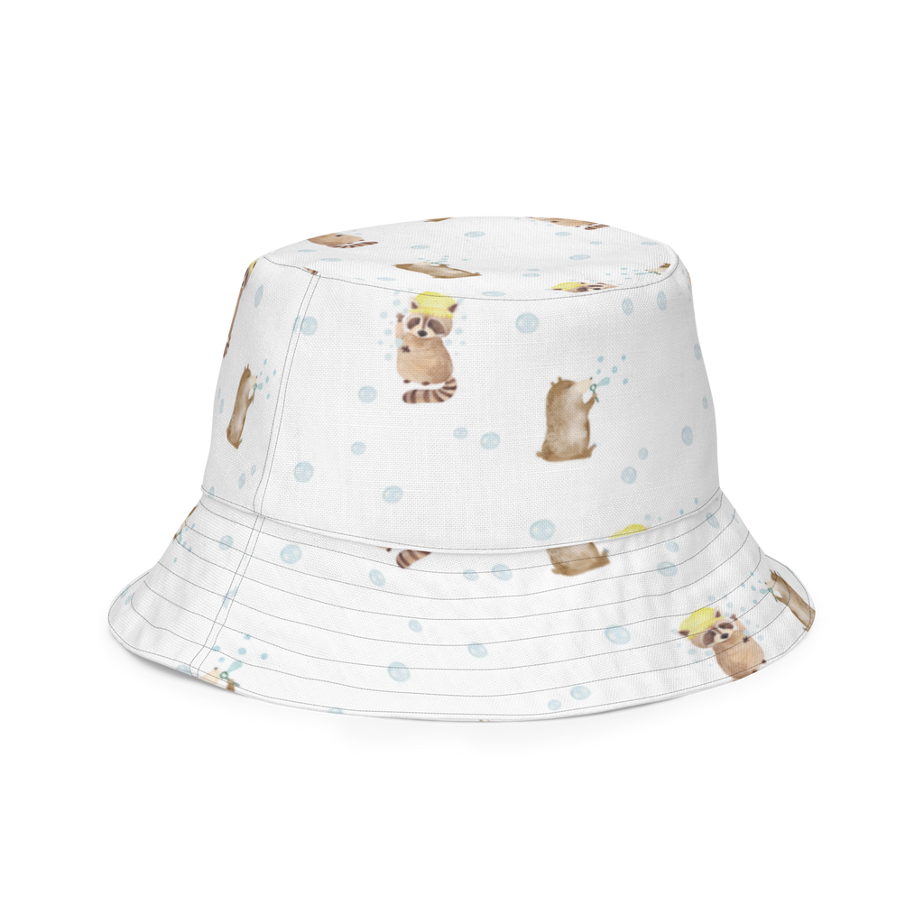 Sonnenhut Waschbär Sonnenhut, Sommerhut, Fischerhut, Anglerhut, Wendehut, Wendecap, Wendemütze, Sonnenmütze, zweifarbiger Hut, Strandhut, Freizeithut, Outdoorhut, Tiermotive, Gute Laune, lustige Sprüche, Tiere, Waschbär, Tagträumen, Plan, Fröhlich, waschen, Seifenblasen