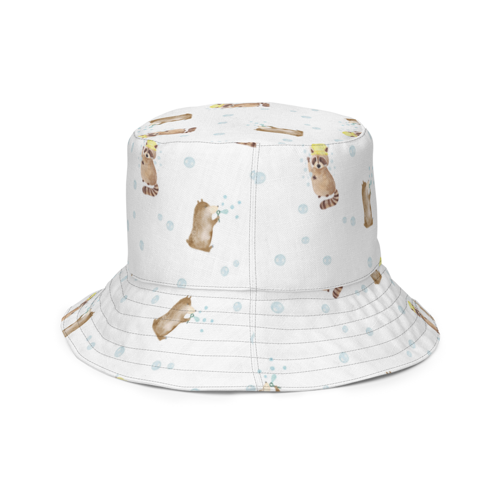 Sonnenhut Waschbär Sonnenhut, Sommerhut, Fischerhut, Anglerhut, Wendehut, Wendecap, Wendemütze, Sonnenmütze, zweifarbiger Hut, Strandhut, Freizeithut, Outdoorhut, Tiermotive, Gute Laune, lustige Sprüche, Tiere, Waschbär, Tagträumen, Plan, Fröhlich, waschen, Seifenblasen