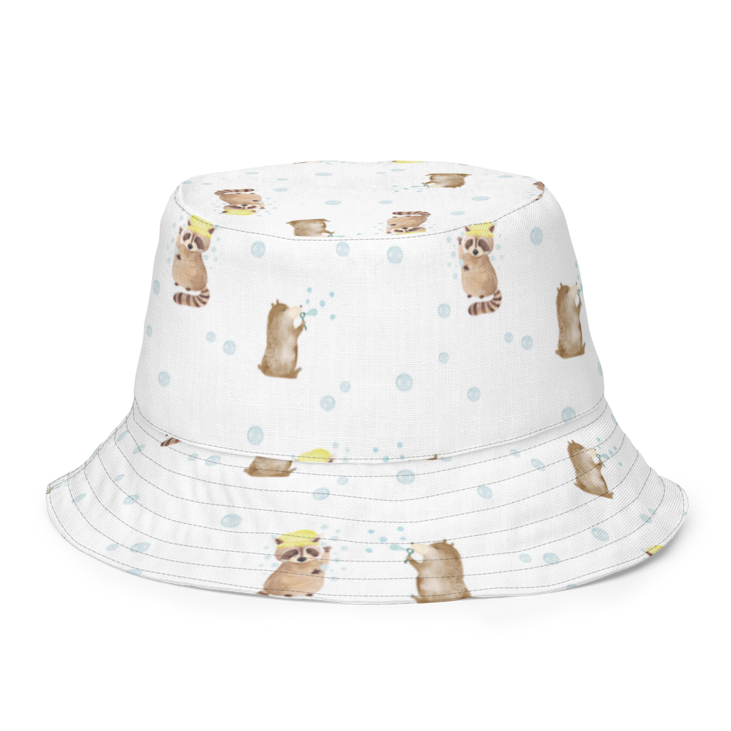 Sonnenhut Waschbär Sonnenhut, Sommerhut, Fischerhut, Anglerhut, Wendehut, Wendecap, Wendemütze, Sonnenmütze, zweifarbiger Hut, Strandhut, Freizeithut, Outdoorhut, Tiermotive, Gute Laune, lustige Sprüche, Tiere, Waschbär, Tagträumen, Plan, Fröhlich, waschen, Seifenblasen