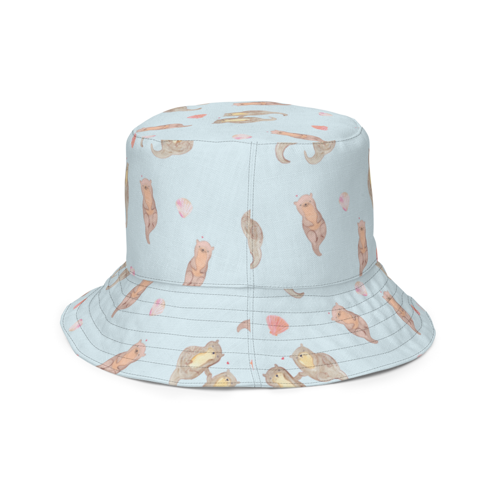 Sonnenhut Otter händchenhaltend Sonnenhut, Sommerhut, Fischerhut, Anglerhut, Wendehut, Wendecap, Wendemütze, Sonnenmütze, zweifarbiger Hut, Strandhut, Freizeithut, Outdoorhut, Otter, Fischotter, Seeotter, Otter Seeotter See Otter