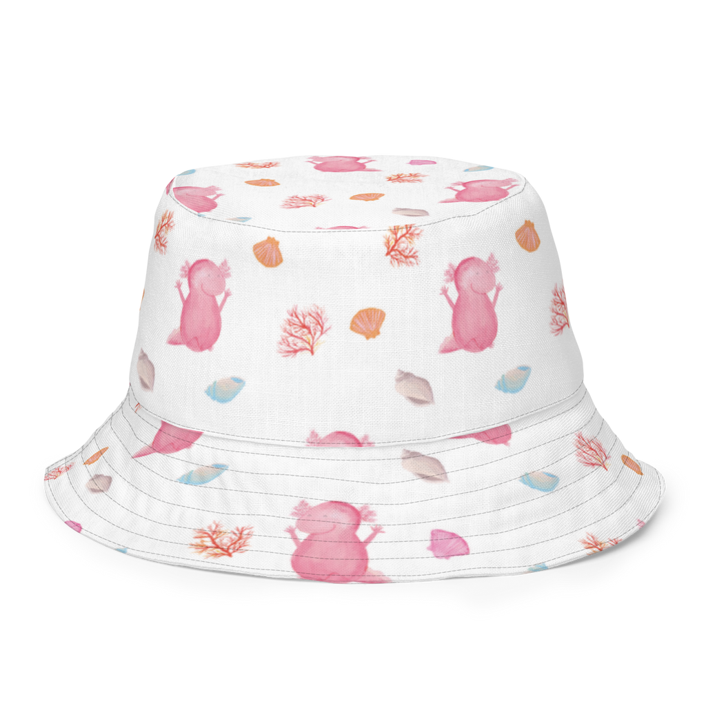 Sonnenhut Axolotl Hurra Sonnenhut, Sommerhut, Fischerhut, Anglerhut, Wendehut, Wendecap, Wendemütze, Sonnenmütze, zweifarbiger Hut, Strandhut, Freizeithut, Outdoorhut, Axolotl, Molch, Axolot, Schwanzlurch, Lurch, Lurche, fröhlich, Spaß, Freude, Motivation, Zufriedenheit