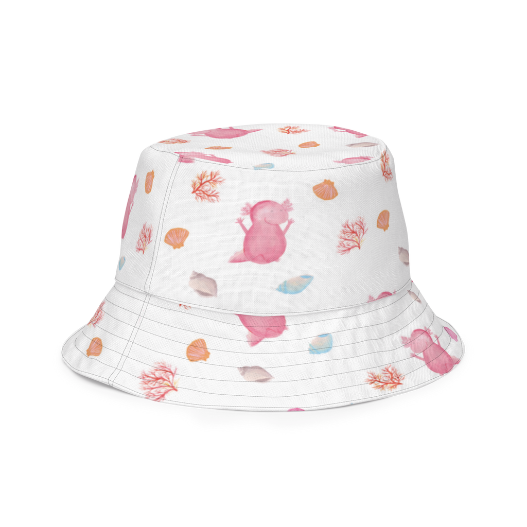 Sonnenhut Axolotl Hurra Sonnenhut, Sommerhut, Fischerhut, Anglerhut, Wendehut, Wendecap, Wendemütze, Sonnenmütze, zweifarbiger Hut, Strandhut, Freizeithut, Outdoorhut, Axolotl, Molch, Axolot, Schwanzlurch, Lurch, Lurche, fröhlich, Spaß, Freude, Motivation, Zufriedenheit