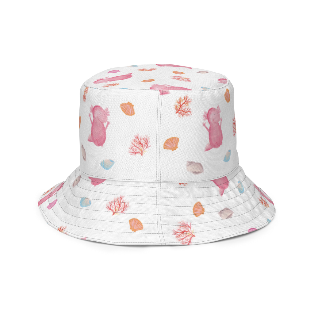 Sonnenhut Axolotl Hurra Sonnenhut, Sommerhut, Fischerhut, Anglerhut, Wendehut, Wendecap, Wendemütze, Sonnenmütze, zweifarbiger Hut, Strandhut, Freizeithut, Outdoorhut, Axolotl, Molch, Axolot, Schwanzlurch, Lurch, Lurche, fröhlich, Spaß, Freude, Motivation, Zufriedenheit