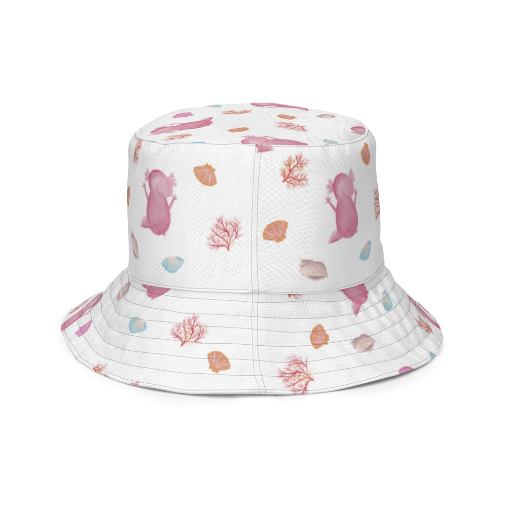 Sonnenhut Axolotl Hurra Sonnenhut, Sommerhut, Fischerhut, Anglerhut, Wendehut, Wendecap, Wendemütze, Sonnenmütze, zweifarbiger Hut, Strandhut, Freizeithut, Outdoorhut, Axolotl, Molch, Axolot, Schwanzlurch, Lurch, Lurche, fröhlich, Spaß, Freude, Motivation, Zufriedenheit