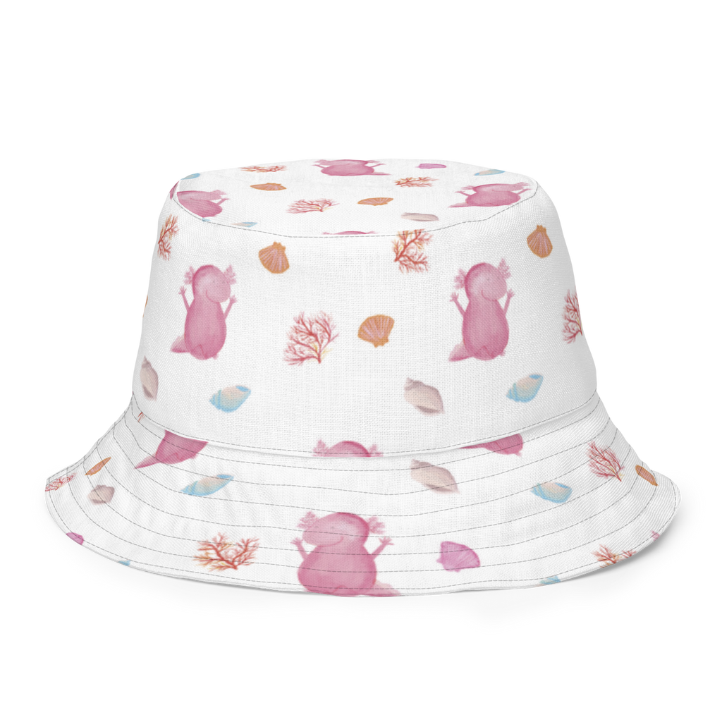 Sonnenhut Axolotl Hurra Sonnenhut, Sommerhut, Fischerhut, Anglerhut, Wendehut, Wendecap, Wendemütze, Sonnenmütze, zweifarbiger Hut, Strandhut, Freizeithut, Outdoorhut, Axolotl, Molch, Axolot, Schwanzlurch, Lurch, Lurche, fröhlich, Spaß, Freude, Motivation, Zufriedenheit