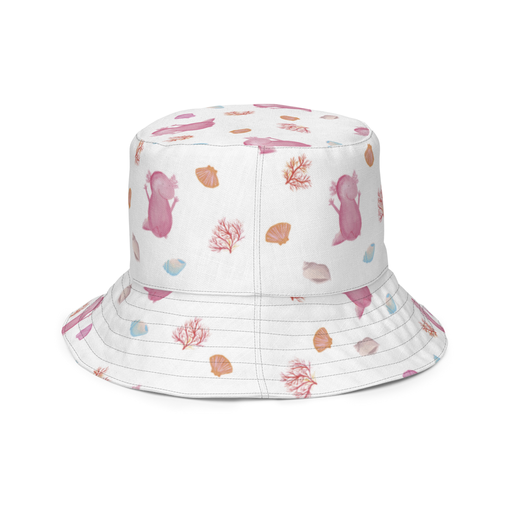 Sonnenhut Axolotl Hurra Sonnenhut, Sommerhut, Fischerhut, Anglerhut, Wendehut, Wendecap, Wendemütze, Sonnenmütze, zweifarbiger Hut, Strandhut, Freizeithut, Outdoorhut, Axolotl, Molch, Axolot, Schwanzlurch, Lurch, Lurche, fröhlich, Spaß, Freude, Motivation, Zufriedenheit