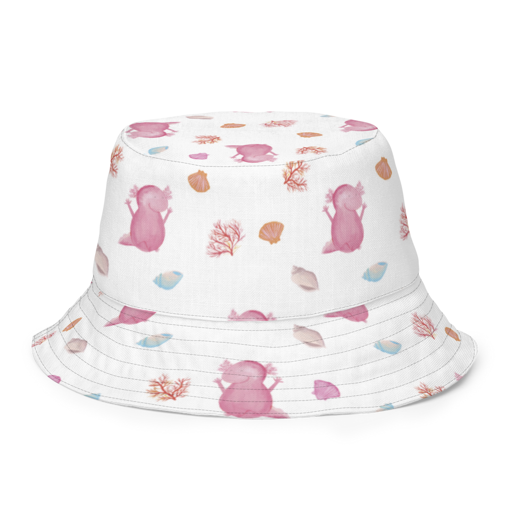 Sonnenhut Axolotl Hurra Sonnenhut, Sommerhut, Fischerhut, Anglerhut, Wendehut, Wendecap, Wendemütze, Sonnenmütze, zweifarbiger Hut, Strandhut, Freizeithut, Outdoorhut, Axolotl, Molch, Axolot, Schwanzlurch, Lurch, Lurche, fröhlich, Spaß, Freude, Motivation, Zufriedenheit