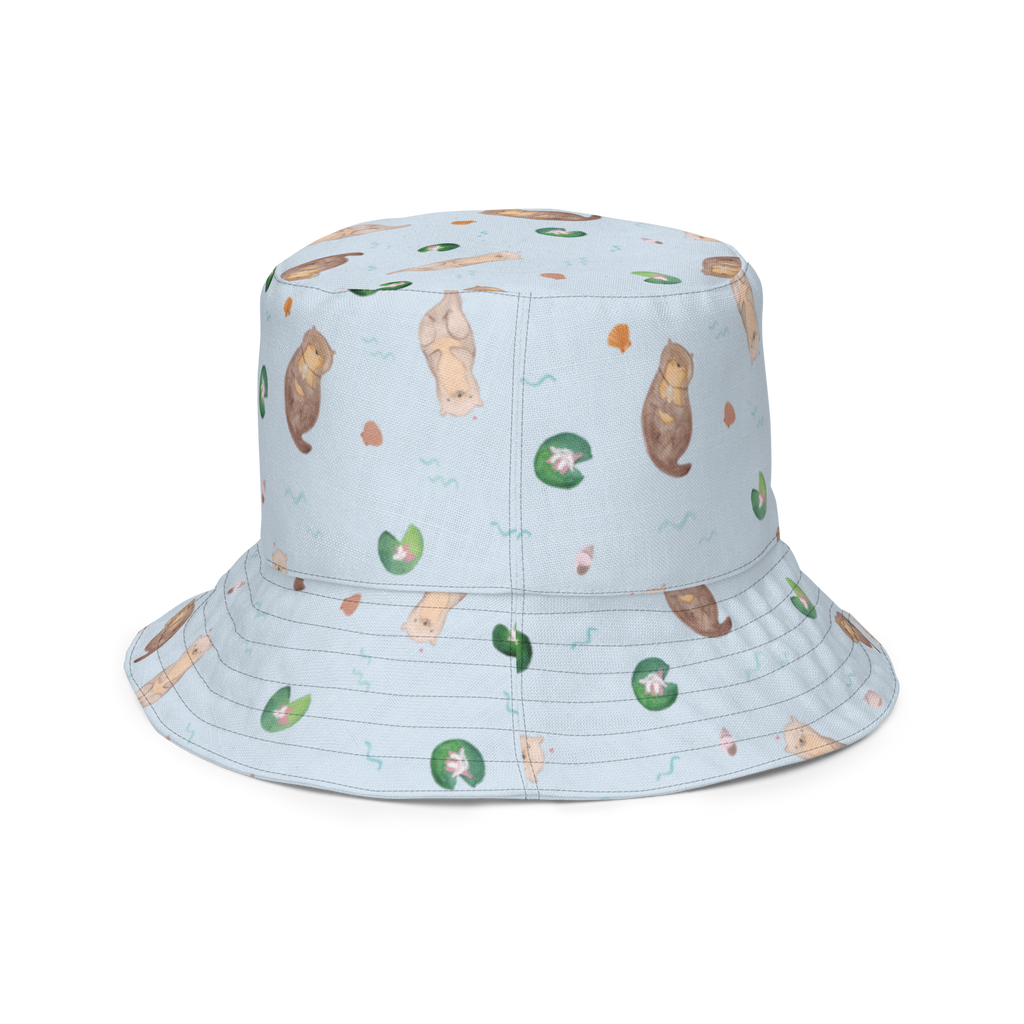 Sonnenhut Otter mit Muschelmedaillon Sonnenhut, Sommerhut, Fischerhut, Anglerhut, Wendehut, Wendecap, Wendemütze, Sonnenmütze, zweifarbiger Hut, Strandhut, Freizeithut, Outdoorhut, Otter, Fischotter, Seeotter, Otterliebe, grübeln, träumen, Motivation, Tagträumen, Büro