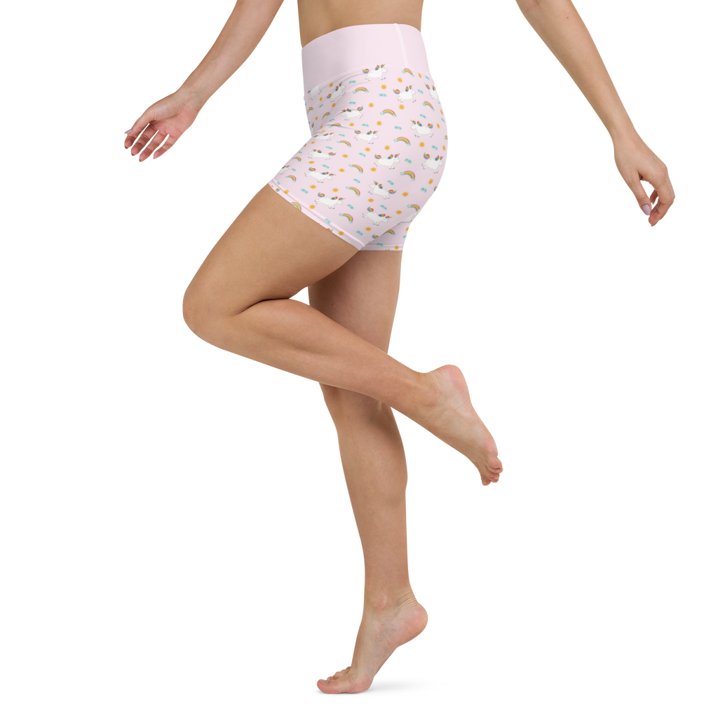 Yoga Shorts Einhorn Happy Yoga Shorts, Yogashorts, Sporthose, Sportshorts, Fitnesshose, Sportshorts Damen, Yoga Shorts Damen, Yogabekleidung, Sportbekleidung, Einhorn, Einhörner, Einhorn Deko, Pegasus, Unicorn, glücklich, fröhlich, Spaß, Freude, Lebensfreude, witzig, spannend, Lächeln, Lachen