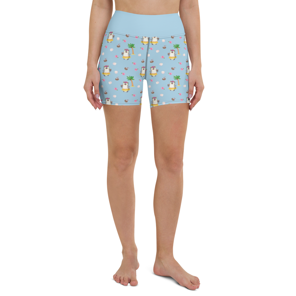 Yoga Shorts Pinguin Kokosnuss Yoga Shorts, Yogashorts, Sporthose, Sportshorts, Fitnesshose, Sportshorts Damen, Yoga Shorts Damen, Yogabekleidung, Sportbekleidung, Pinguin, Aloha, Hawaii, Urlaub, Kokosnuss, Pinguine