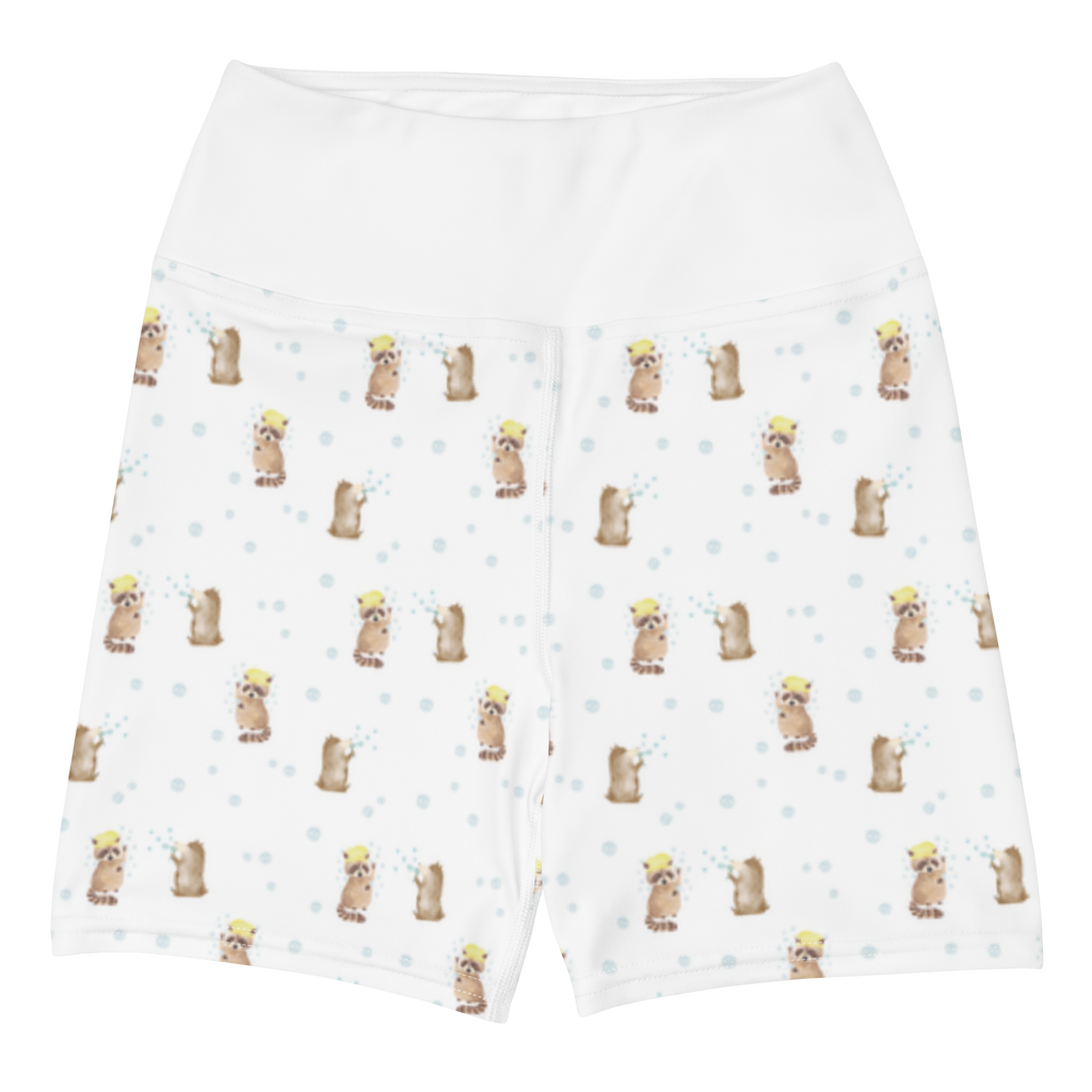 Yoga Shorts Waschbär Yoga Shorts, Yogashorts, Sporthose, Sportshorts, Fitnesshose, Sportshorts Damen, Yoga Shorts Damen, Yogabekleidung, Sportbekleidung, Tiermotive, Gute Laune, lustige Sprüche, Tiere, Waschbär, Tagträumen, Plan, Fröhlich, waschen, Seifenblasen