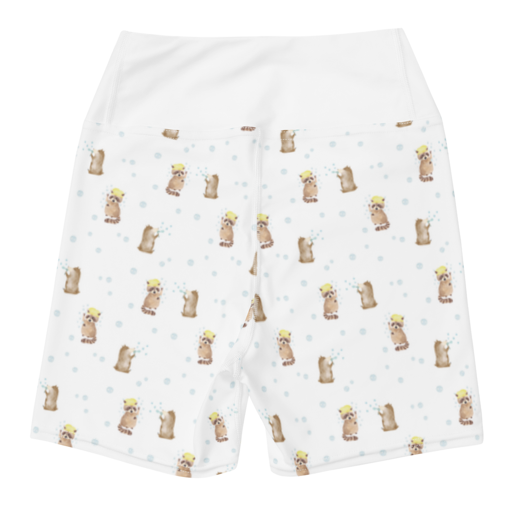 Yoga Shorts Waschbär Yoga Shorts, Yogashorts, Sporthose, Sportshorts, Fitnesshose, Sportshorts Damen, Yoga Shorts Damen, Yogabekleidung, Sportbekleidung, Tiermotive, Gute Laune, lustige Sprüche, Tiere, Waschbär, Tagträumen, Plan, Fröhlich, waschen, Seifenblasen