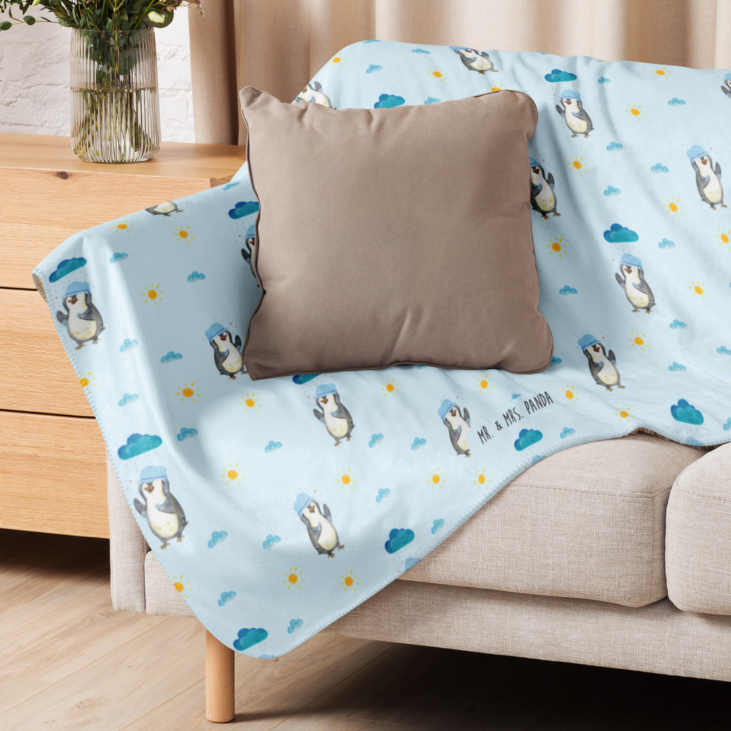 Sherpa Kuscheldecke Pinguin duscht Pinguin, Pinguine, Dusche, duschen, Lebensmotto, Motivation, Neustart, Neuanfang, glücklich sein