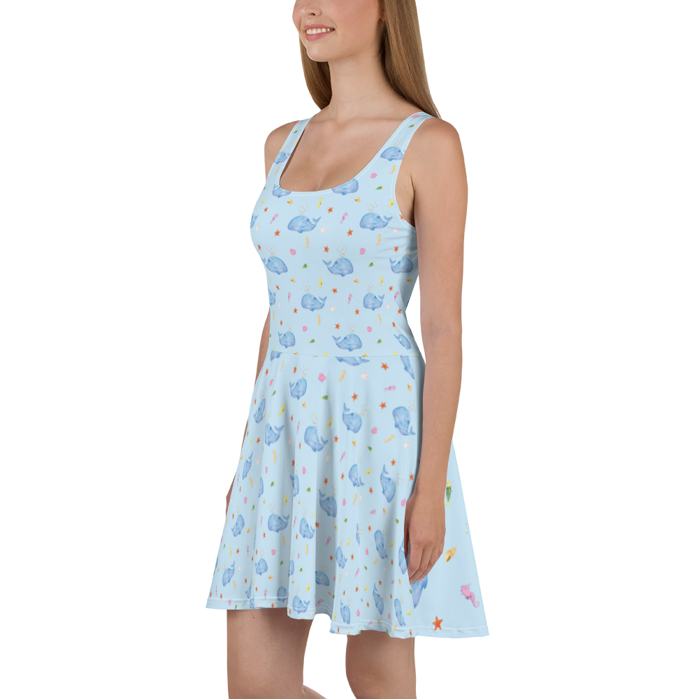 Sommerkleid Wal Konfetti Sommerkleid, Kleid, Skaterkleid, Meerestiere, Meer, Urlaub, Wal, Konfetti, Wale, Motivation, Neuanfang, Trennung, Diät, Abnehmen, Neustart, Lebensabschnitt, Geburtstag