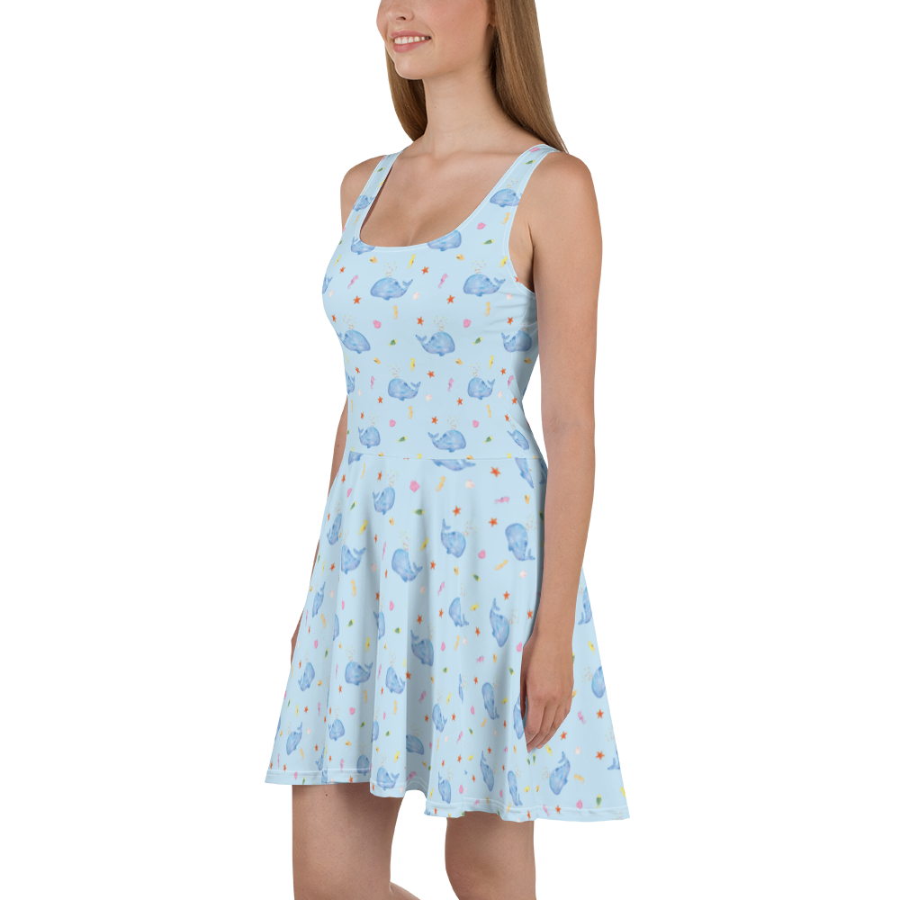 Sommerkleid Wal Konfetti Sommerkleid, Kleid, Skaterkleid, Meerestiere, Meer, Urlaub, Wal, Konfetti, Wale, Motivation, Neuanfang, Trennung, Diät, Abnehmen, Neustart, Lebensabschnitt, Geburtstag