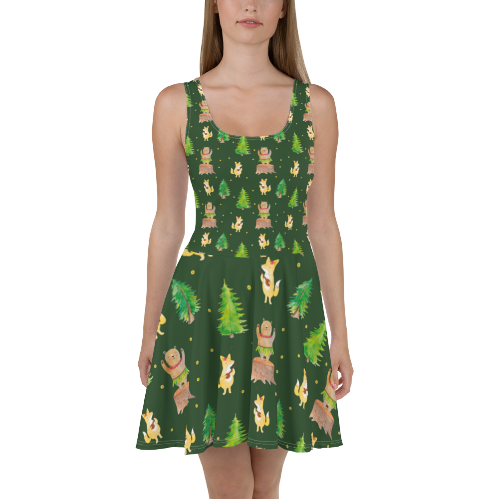 Sommerkleid Waldtiere Aloha Sommerkleid, Kleid, Skaterkleid, Tiermotive, Gute Laune, lustige Sprüche, Tiere, Wald, Waldtiere, Musik, Aloha, Bär, Hase, Igel, Tanzen, Leben, Lachen