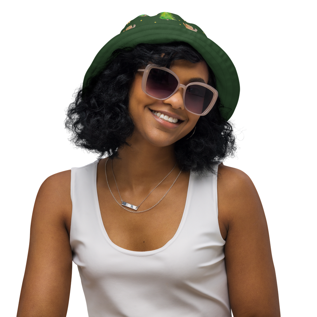 Sonnenhut Waldtiere Aloha Sonnenhut, Sommerhut, Fischerhut, Anglerhut, Wendehut, Wendecap, Wendemütze, Sonnenmütze, zweifarbiger Hut, Strandhut, Freizeithut, Outdoorhut, Tiermotive, Gute Laune, lustige Sprüche, Tiere, Wald, Waldtiere, Musik, Aloha, Bär, Hase, Igel, Tanzen, Leben, Lachen