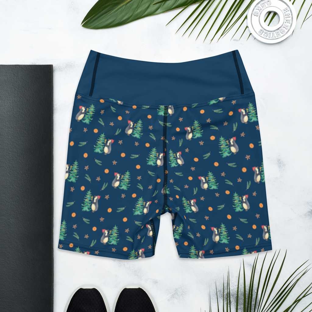 Yoga Shorts Pinguin Weihnachtsbaum