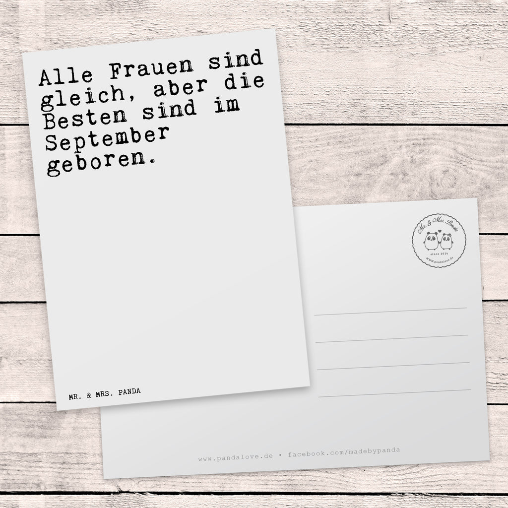 Postkarte Sprüche und Zitate Alle Frauen sind gleich, aber die Besten sind im September geboren. Geschenkkarte, Grußkarte, Karte, Einladung, Ansichtskarte, Geburtstagskarte, Einladungskarte, Spruch, Sprüche, lustig, Weisheiten, Zitate, Spruch Sprüche Weisheiten Zitate Lustig Weisheit Worte