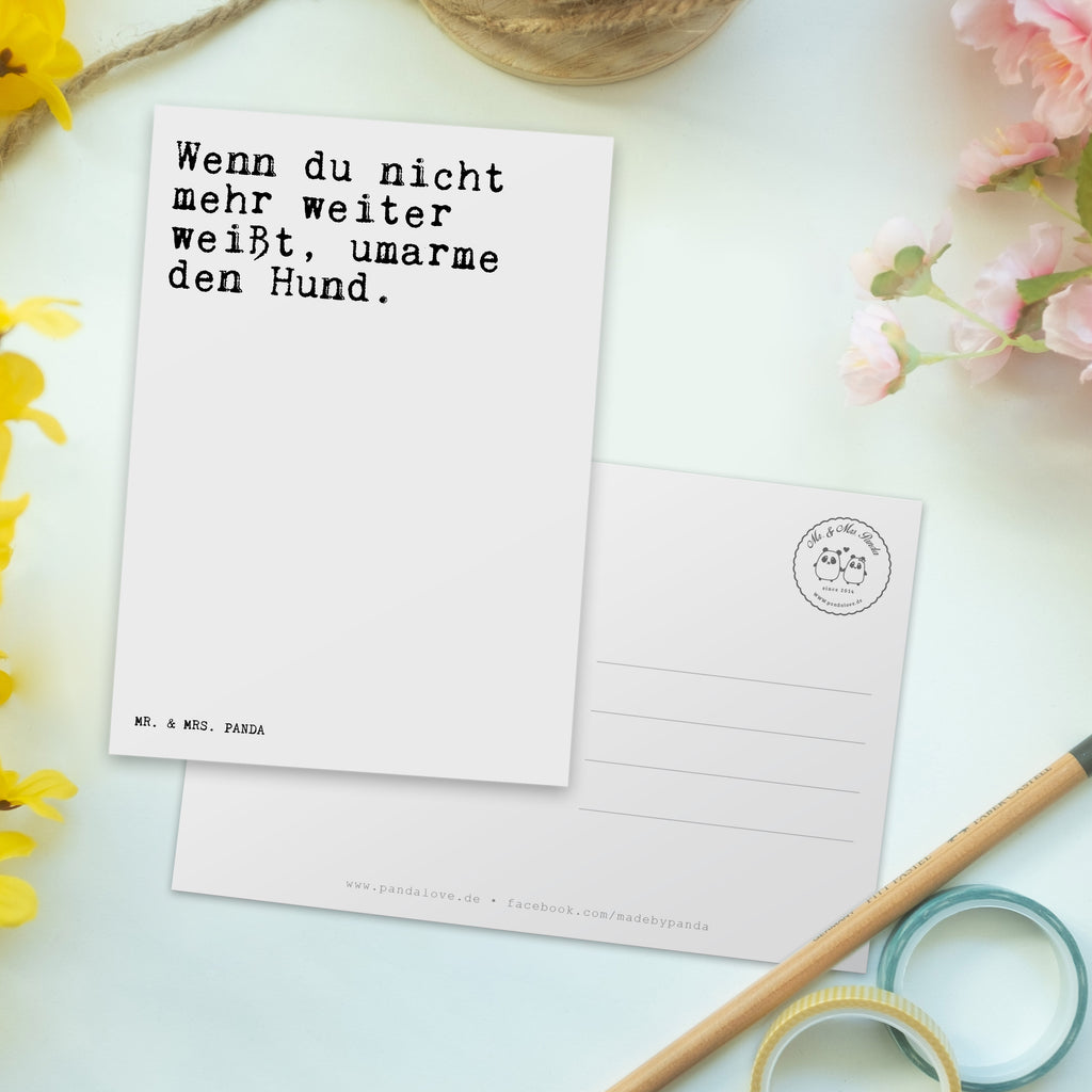 Postkarte Sprüche und Zitate Wenn du nicht mehr weiter weißt, umarme den Hund. Geschenkkarte, Grußkarte, Karte, Einladung, Ansichtskarte, Geburtstagskarte, Einladungskarte, Dankeskarte, Spruch, Sprüche, lustig, Weisheiten, Zitate, Spruch Sprüche Weisheiten Zitate Lustig Weisheit Worte
